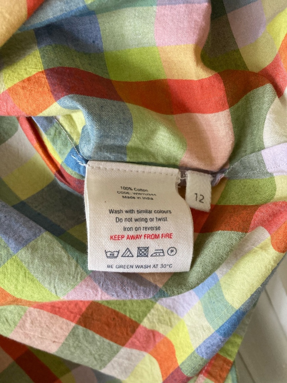 Madras cotton painter's blouse from TOAST, size UK 12 - Picture 6 of 6